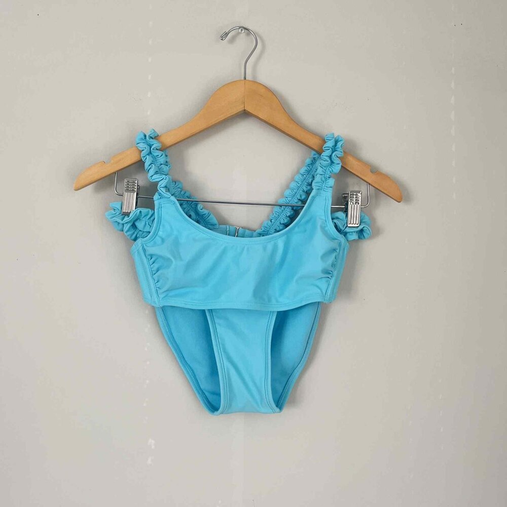Wild Fable Ruffle Strap Blue Two Piece Bikini Size Small